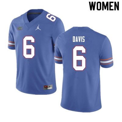 Women's Florida Gators #6 Shawn Davis NCAA Nike Blue Authentic Stitched College Football Jersey GLF4062MA